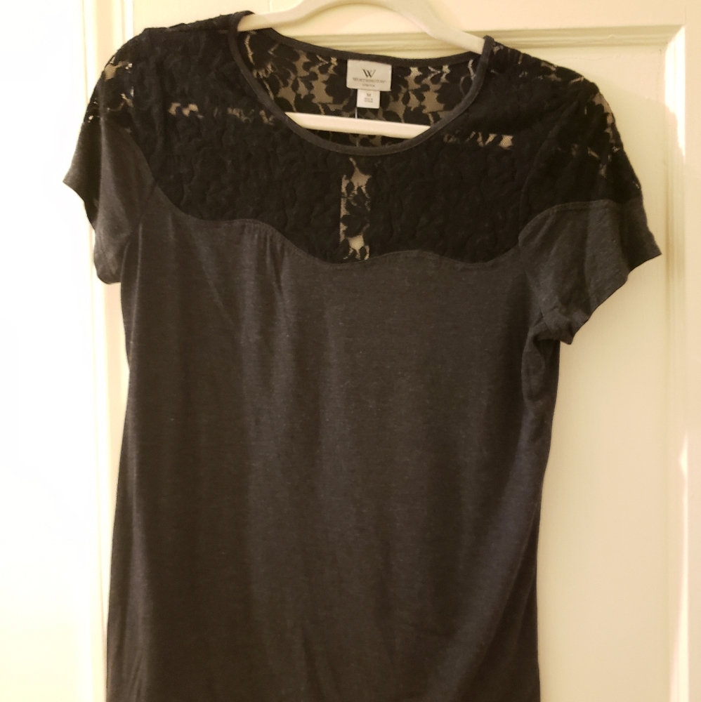 Charcoal and Black Lace Shirt